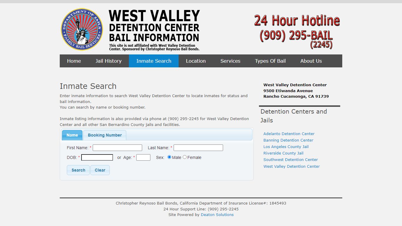 Inmate Search - West Valley Detention Center Bail Bonds in Rancho Cucamonga